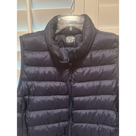 32 Degrees HEAT by Weatherproof Down Puffer Vest Women’s L Navy Zip Packable - Picture 2 of 5